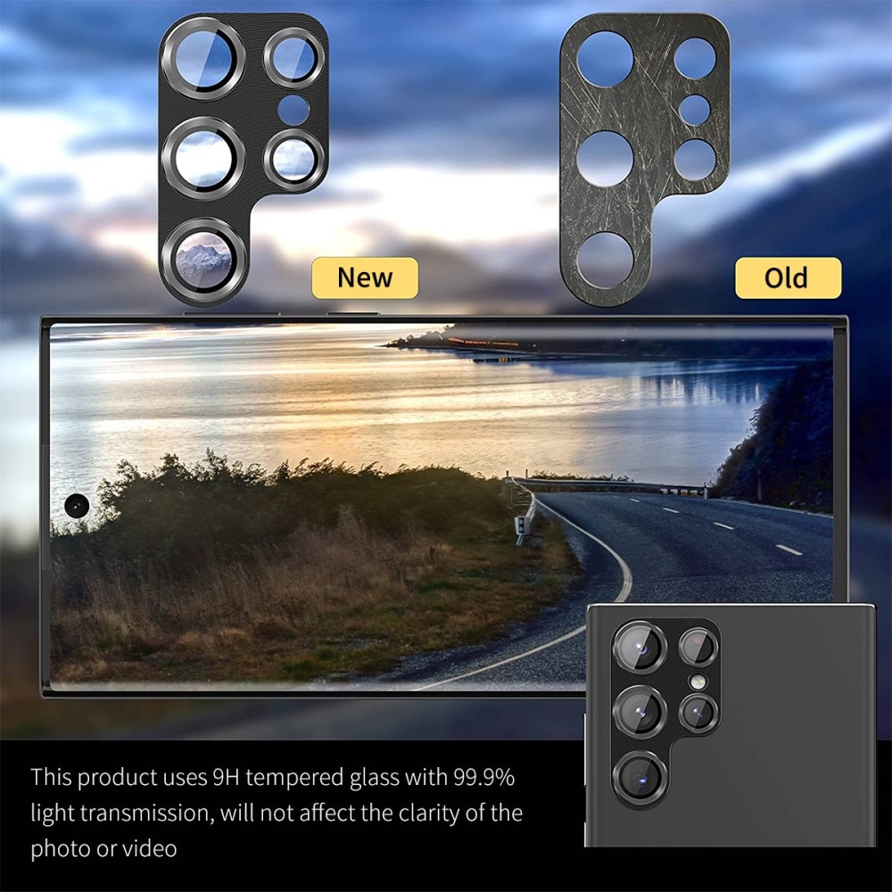 Protezioni per fotocamere Vetro Temperato Alluminio Samsung Galaxy S23 Ultra nero