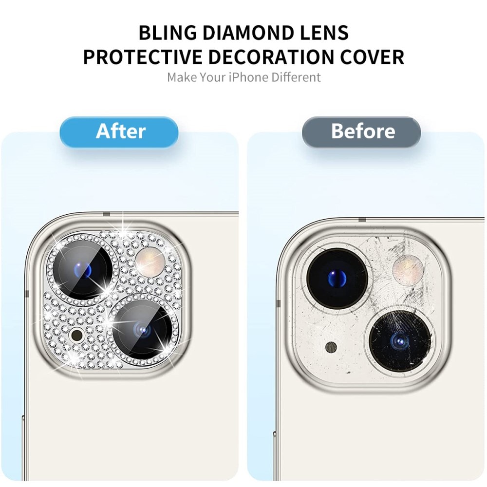 Protezioni per fotocamere Vetro Temperato Luccichio Alluminio iPhone 14 Plus d'argento