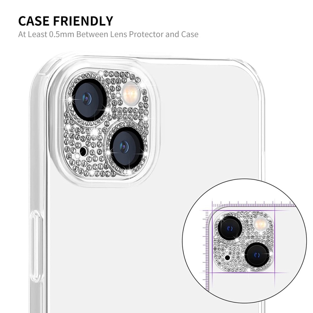 Protezioni per fotocamere Vetro Temperato Luccichio Alluminio iPhone 14 d'argento