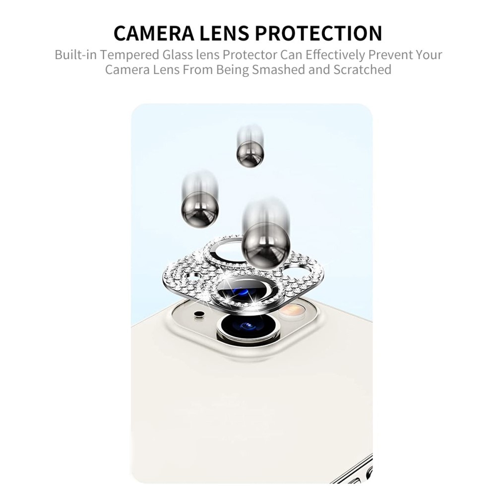 Protezioni per fotocamere Vetro Temperato Luccichio Alluminio iPhone 14 nero