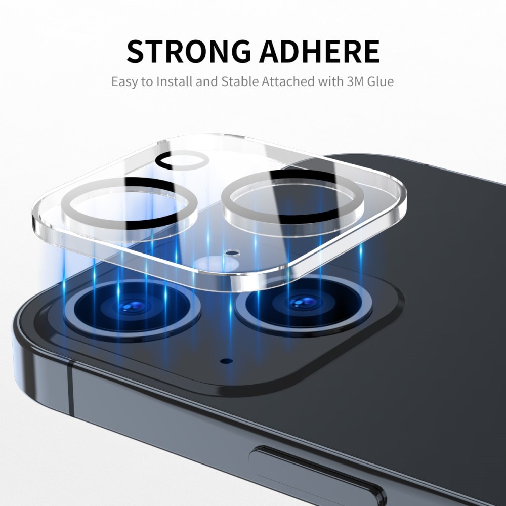 Proteggilente in vetro temperato alluminio iPhone 15 Plus Trasparente