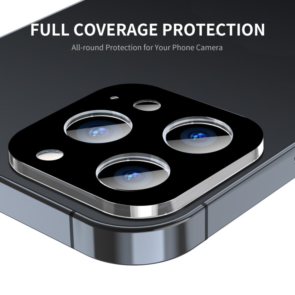Proteggilente in vetro temperato alluminio iPhone 15 Pro Max, nero