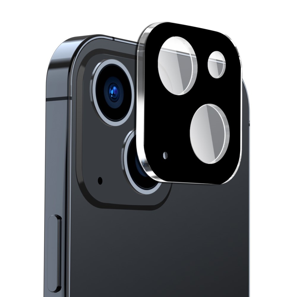 Proteggilente in vetro temperato alluminio iPhone 15 Plus, nero