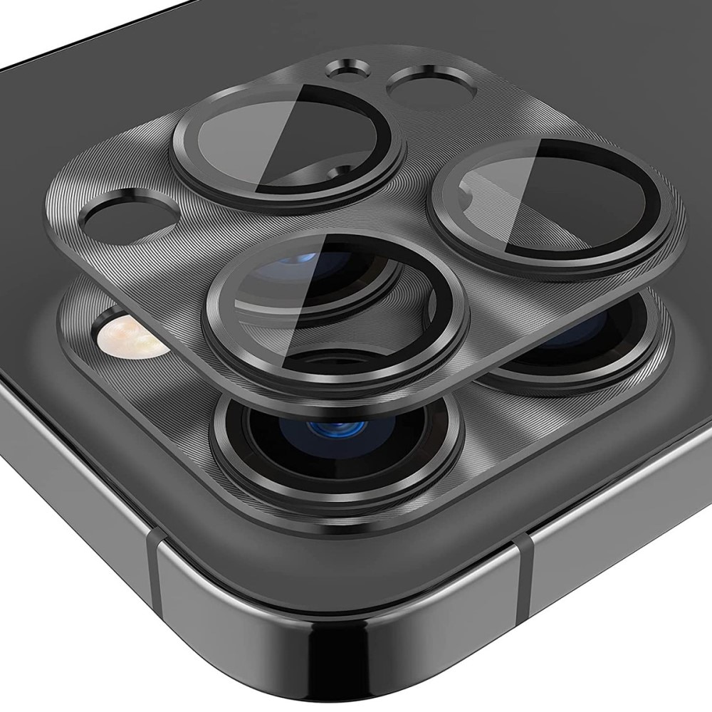 Protezioni per fotocamere Vetro Temperato Alluminio iPhone 15 Pro nero