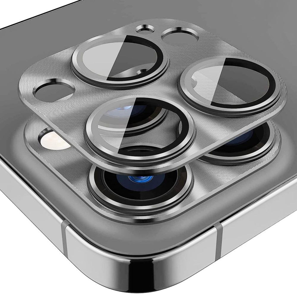 Protezioni per fotocamere Vetro Temperato Alluminio iPhone 15 Pro grigio
