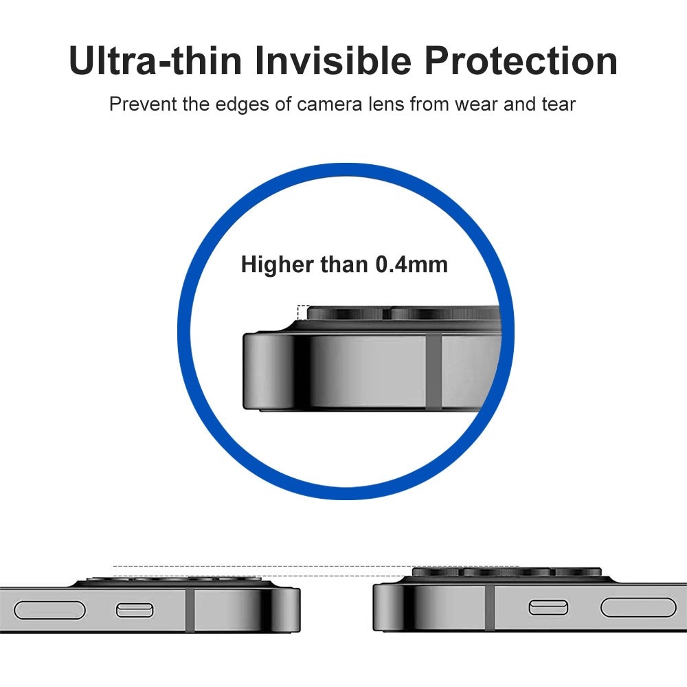 Proteggilente in vetro temperato alluminio iPhone 15 Plus nero