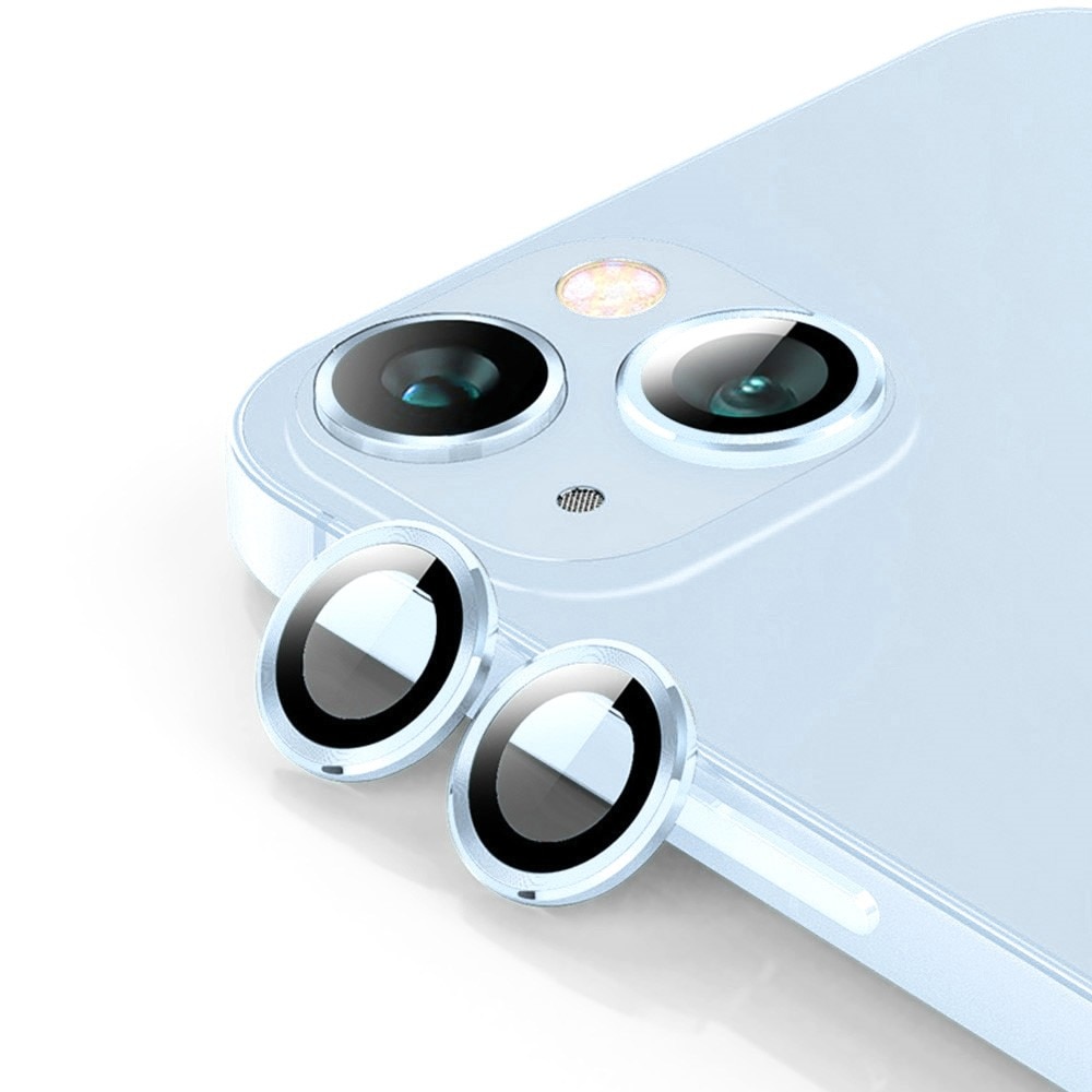 Proteggilente in vetro temperato alluminio iPhone 15 Plus blu
