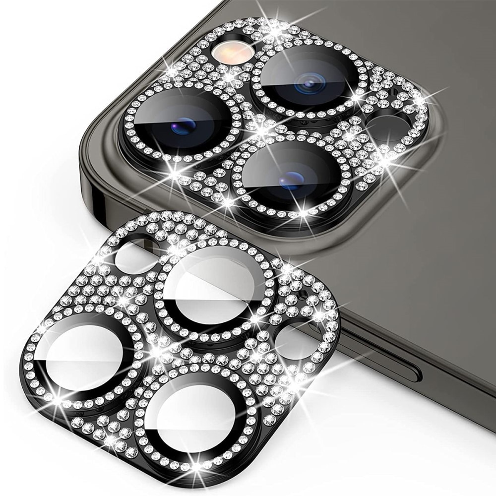 Protezioni per fotocamere Vetro Temperato Luccichio Alluminio iPhone 15 Pro nero