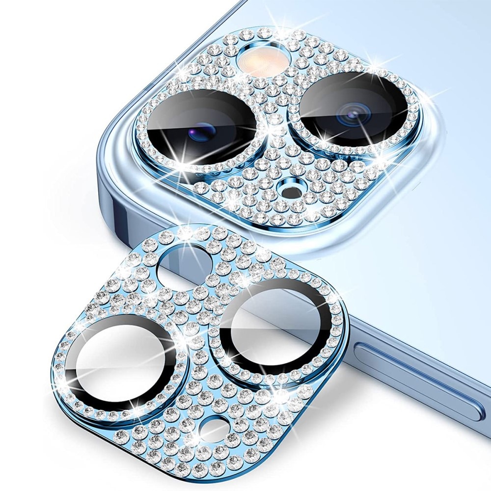 Protezioni per fotocamere Vetro Temperato Luccichio Alluminio iPhone 15 blu