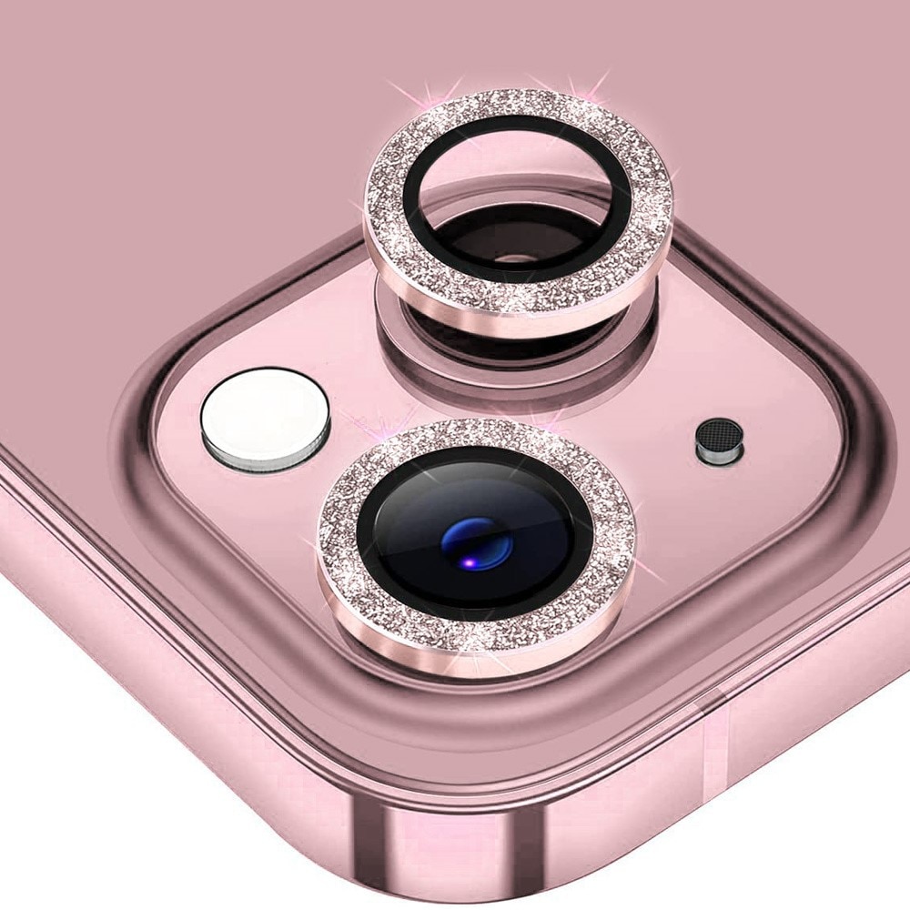 Proteggilente vetro temperato luccichio alluminio iPhone 15 rosa