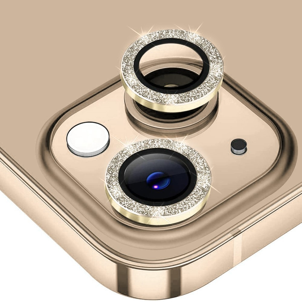 Proteggilente vetro temperato luccichio alluminio iPhone 15 Plus oro