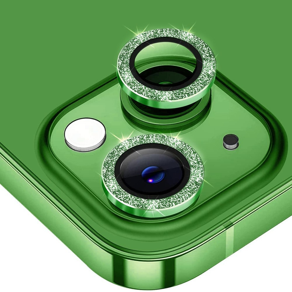Proteggilente vetro temperato luccichio alluminio iPhone 15 verde