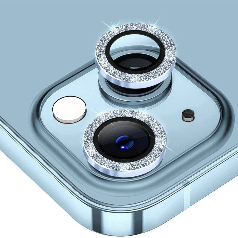 Proteggilente vetro temperato luccichio alluminio iPhone 15 Plus azzurro
