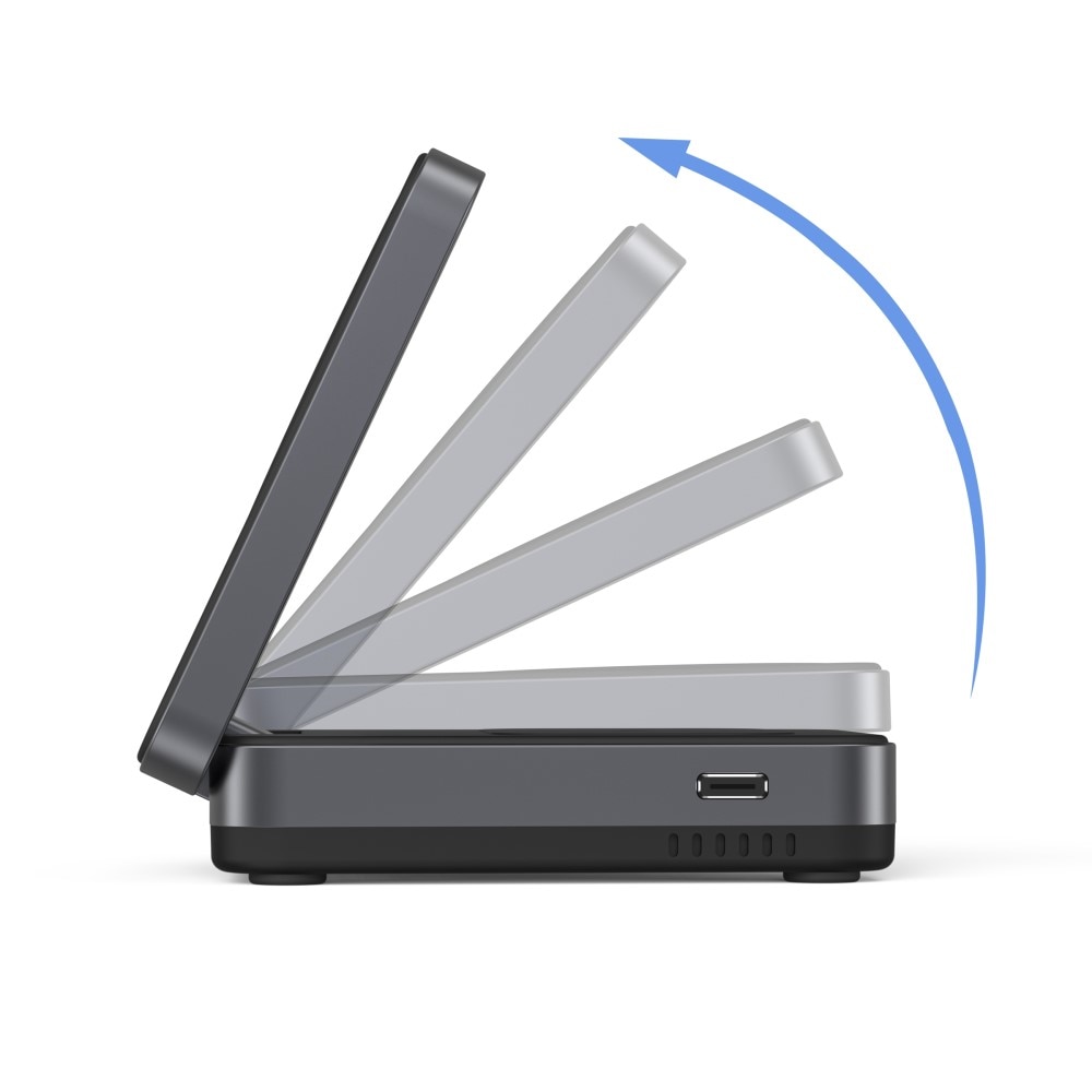 Compact  3-in-1 Qi2 Stazione di Ricarica Magnetica Wireless Pieghevole Nero