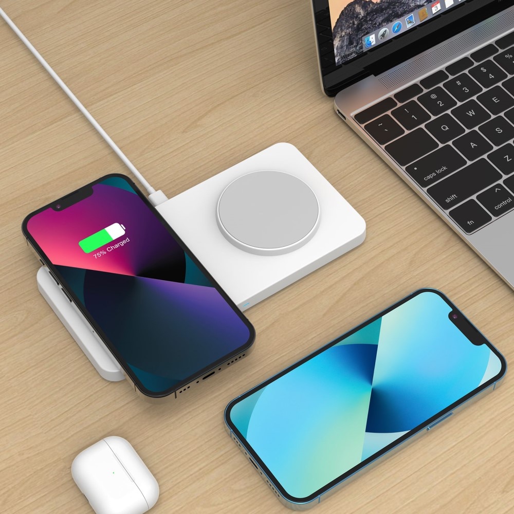 Base di Ricarica Wireless Magnetica 2-in-1 da 30W Bianco