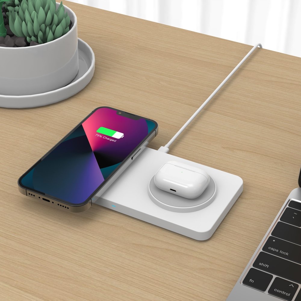 Base di Ricarica Wireless Magnetica 2-in-1 da 30W Bianco