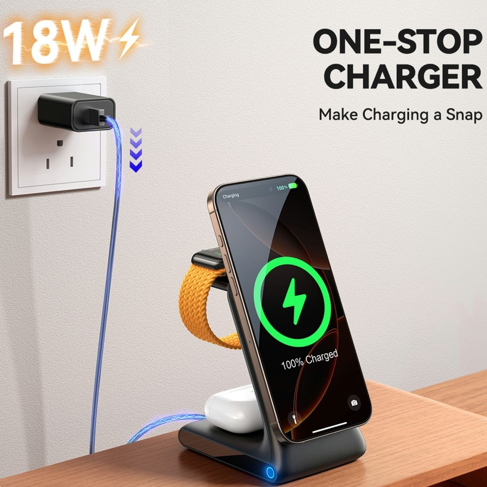 3-in-1 Stazione di Ricarica Magnetica Wireless nero
