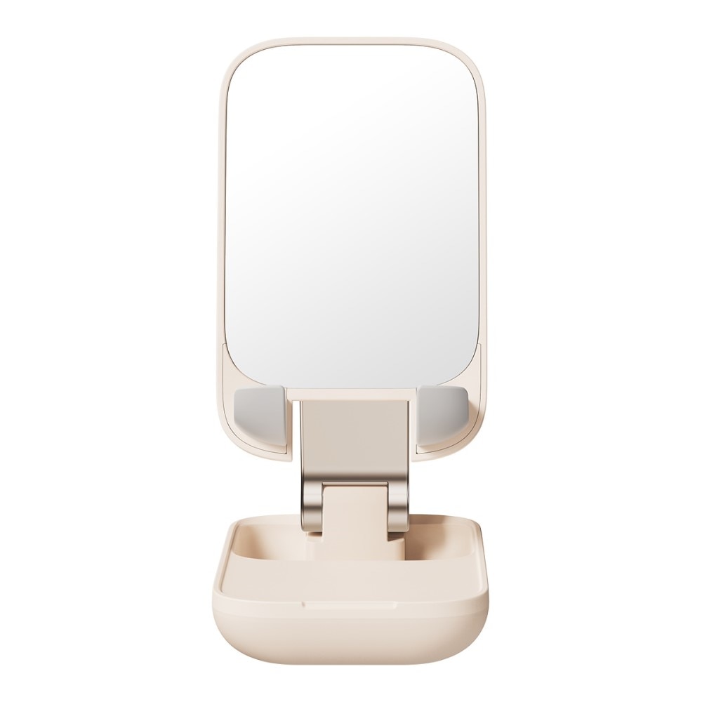 Supporto da tavolo pieghevole con specchio  per cellulare, beige