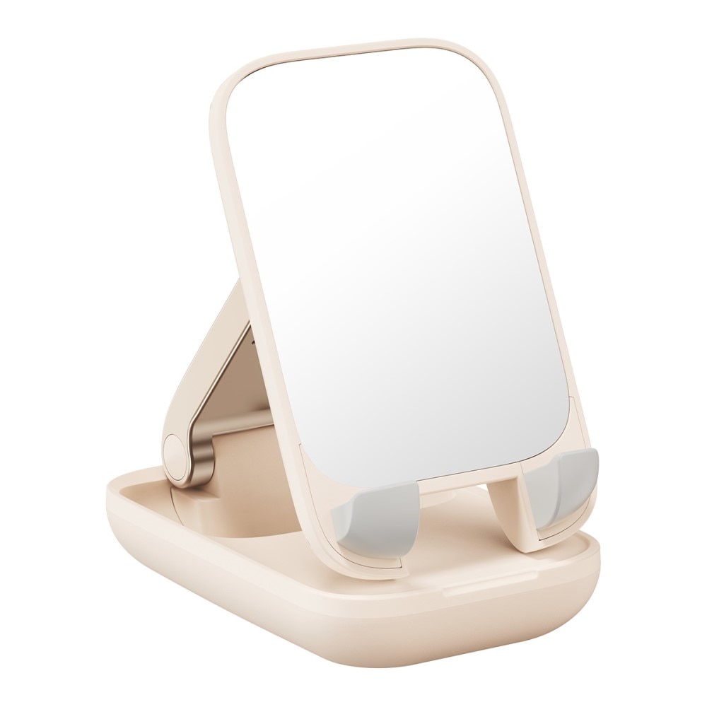 Supporto da tavolo pieghevole con specchio  per cellulare, beige