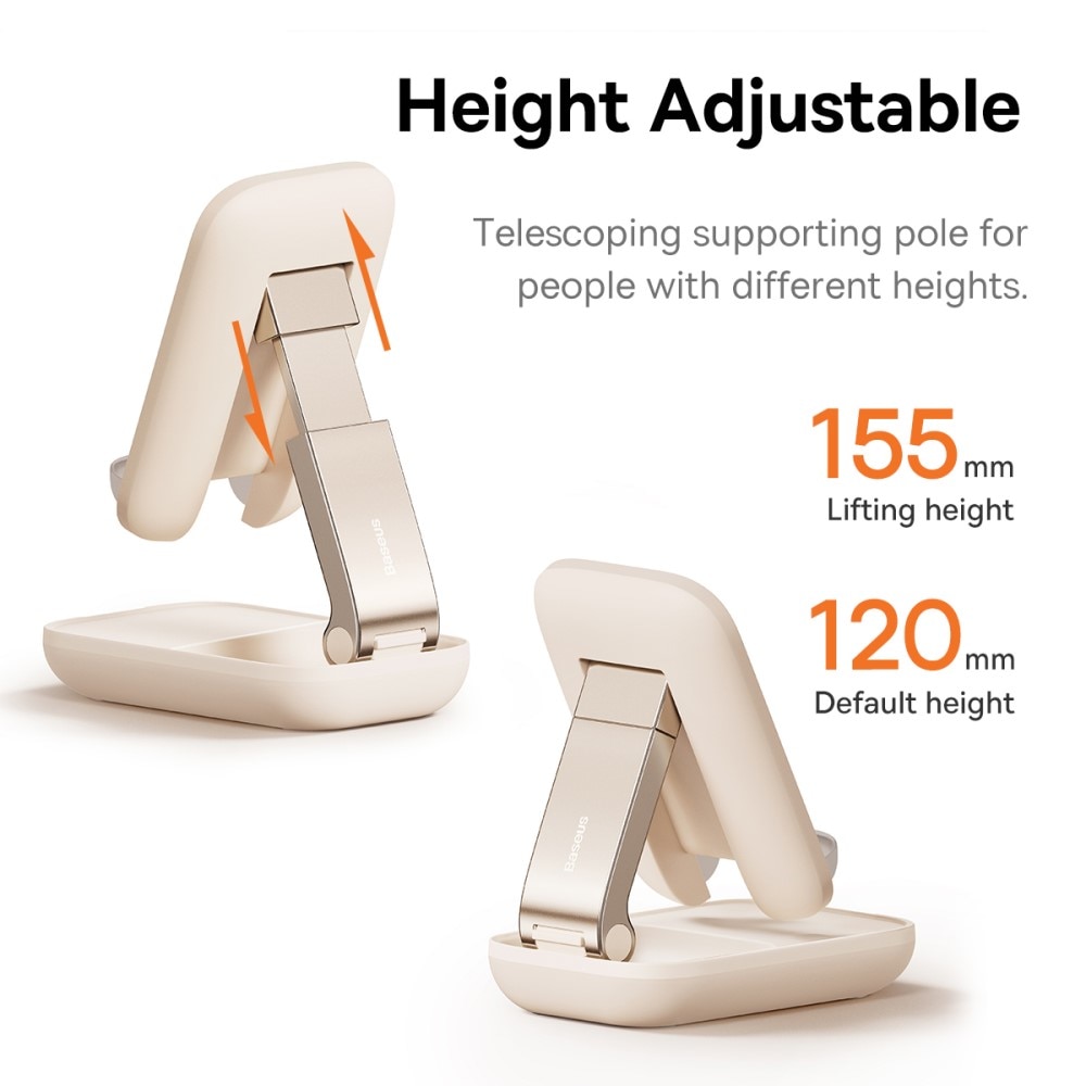 Supporto da tavolo pieghevole con specchio  per cellulare, beige