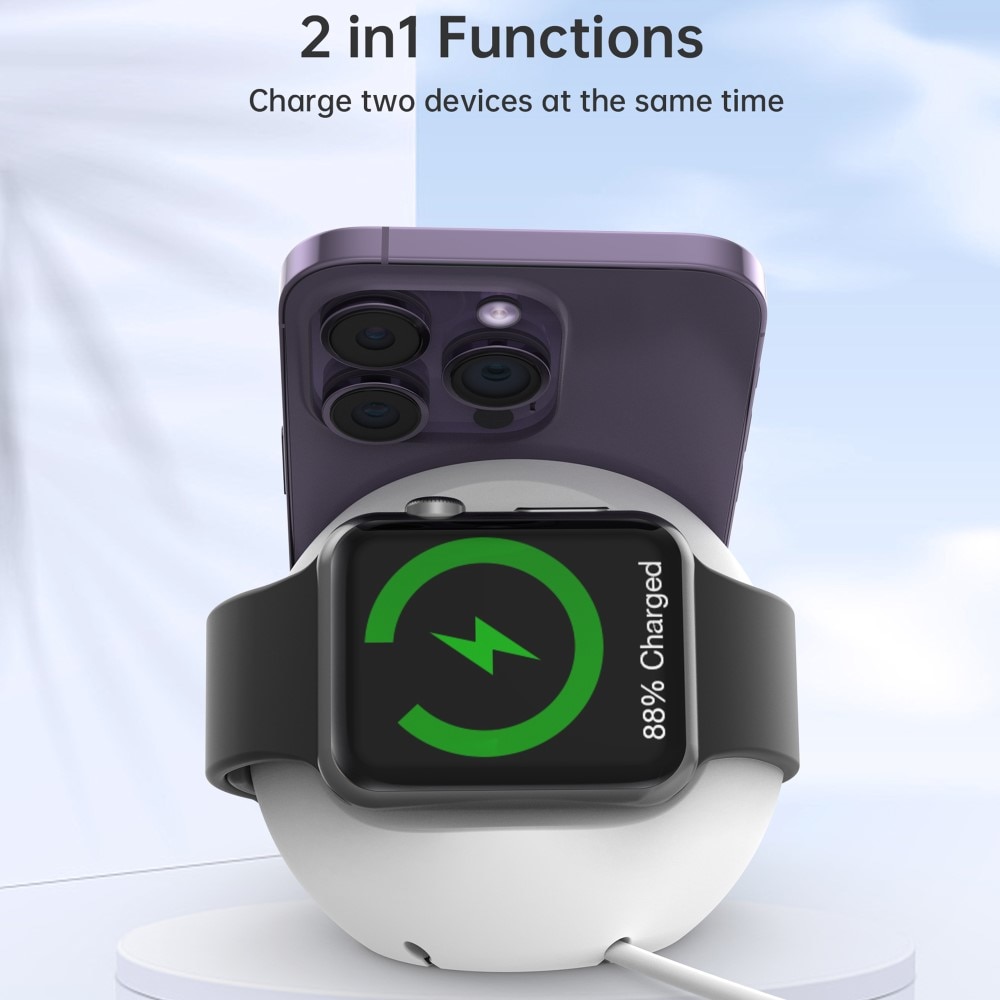 Stazione di ricarica Rotondo  compatibile con caricatore MagSafe + Apple Watch, bianco