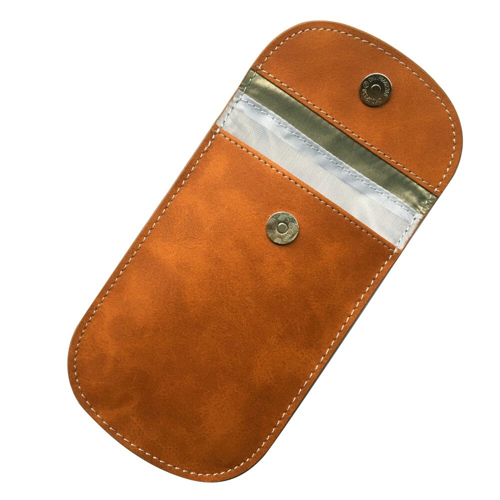 Custodia portachiavi auto in pelle con protezione RFID, marrone