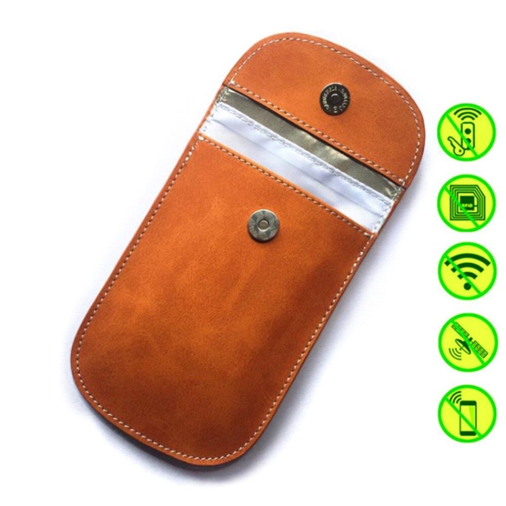 Custodia portachiavi auto in pelle con protezione RFID, marrone