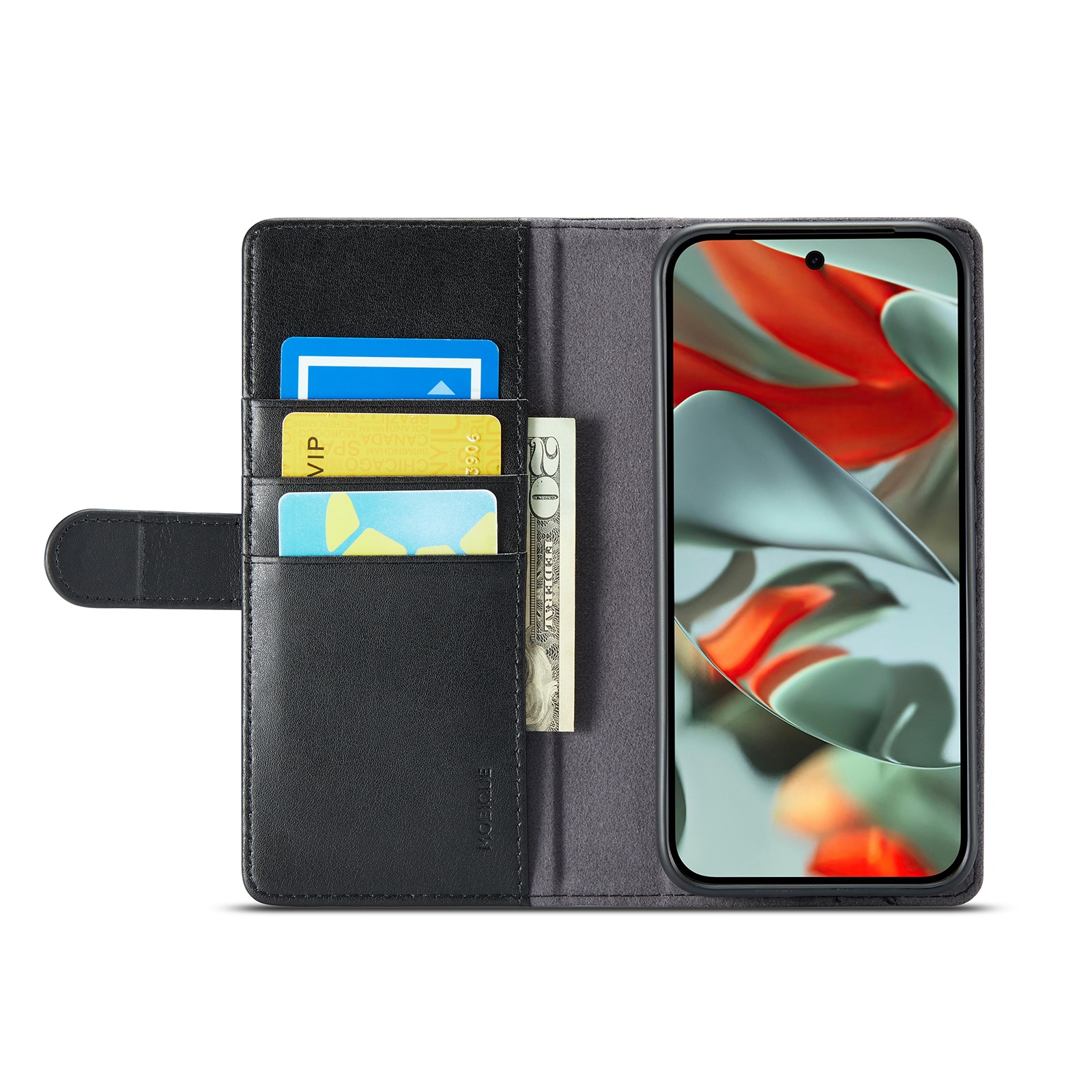 Custodia a portafoglio in vera pelle Google Pixel 10 Pro XL, Nero