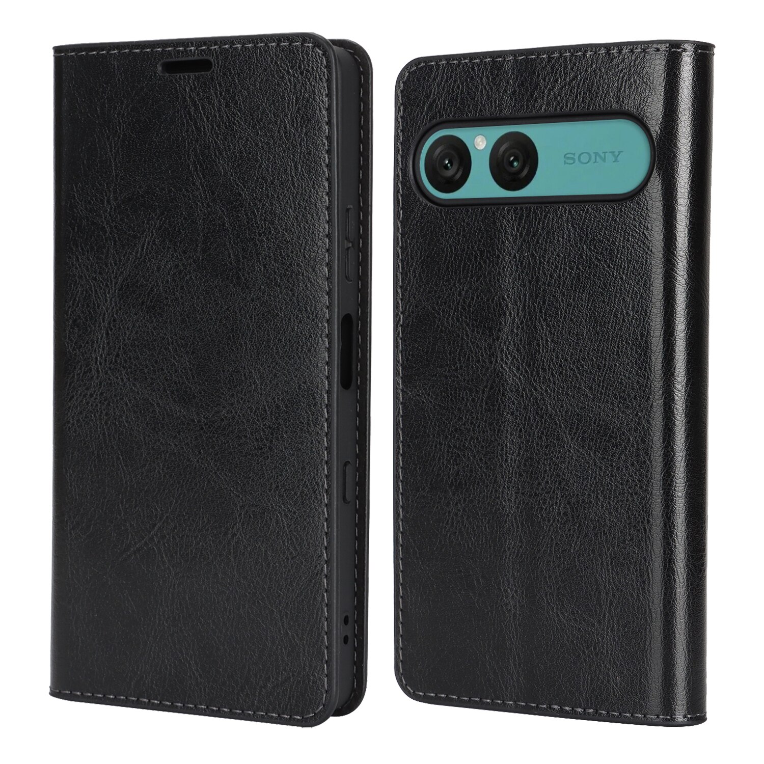Cover Portafoglio in vera pelle Sony Xperia 10 VII Nero