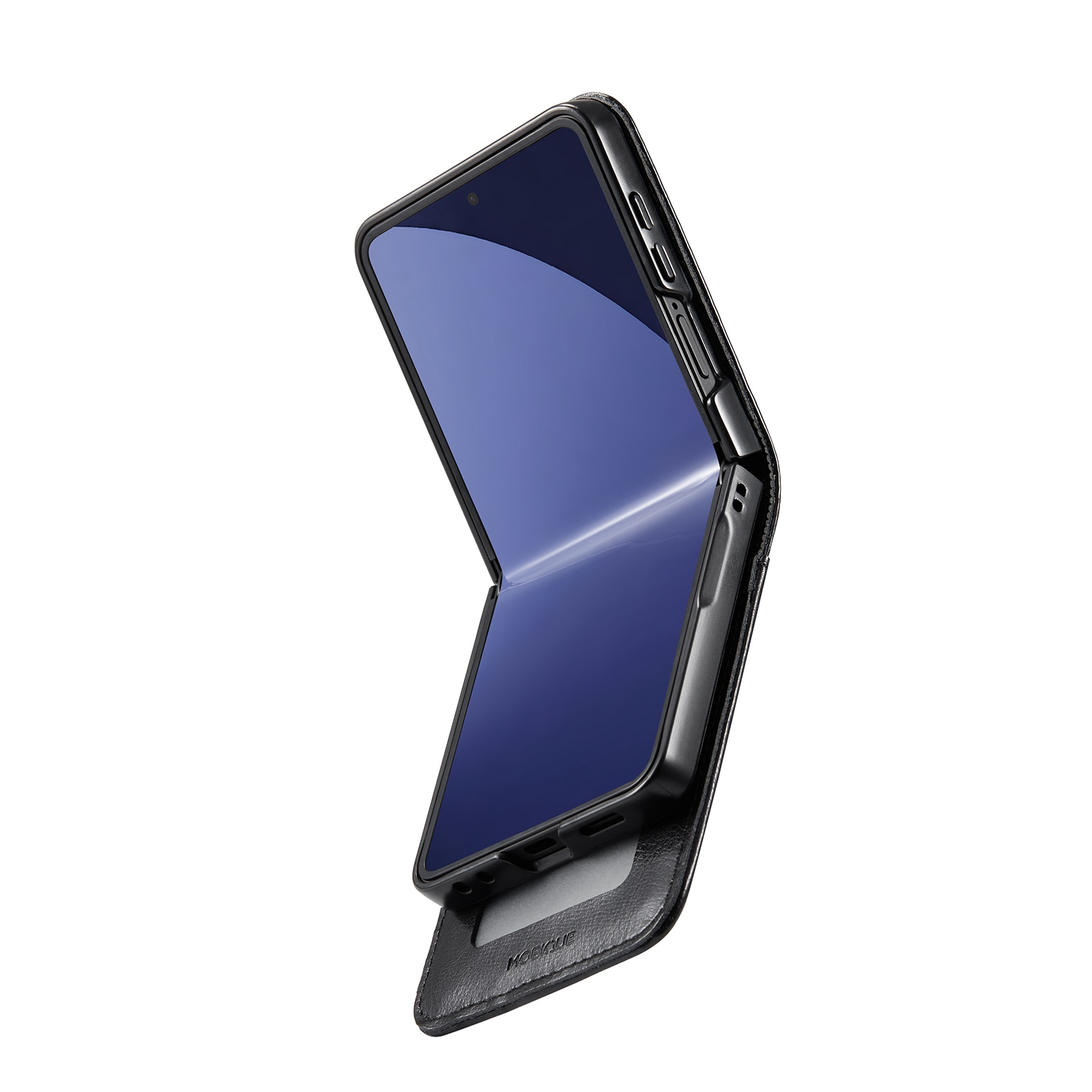 Custodia a portafoglio in vera pelle Samsung Galaxy Z Flip 7, Nero