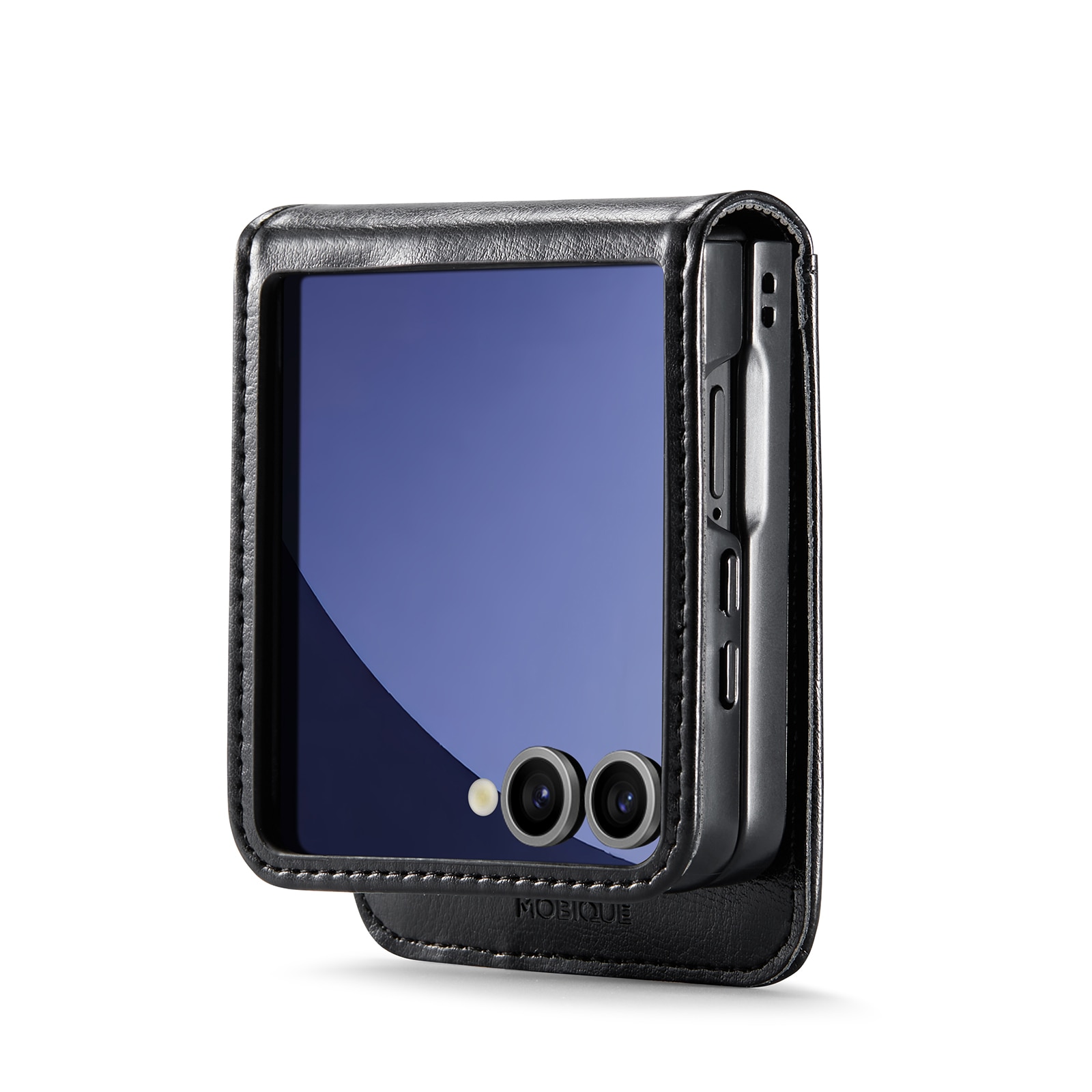 Custodia a portafoglio in vera pelle Samsung Galaxy Z Flip 7, Nero