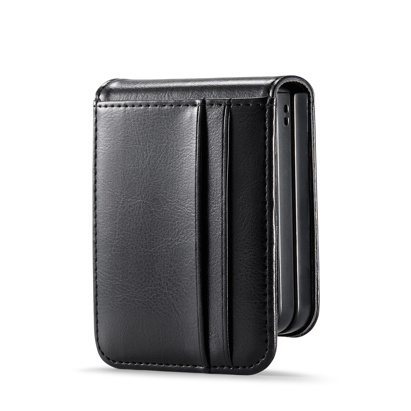 Custodia a portafoglio in vera pelle Samsung Galaxy Z Flip 7, Nero
