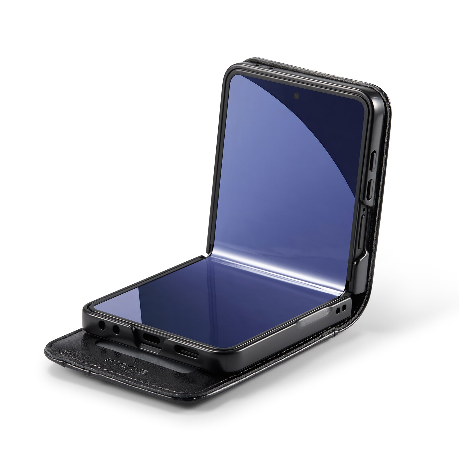 Custodia a portafoglio in vera pelle Samsung Galaxy Z Flip 7, Nero