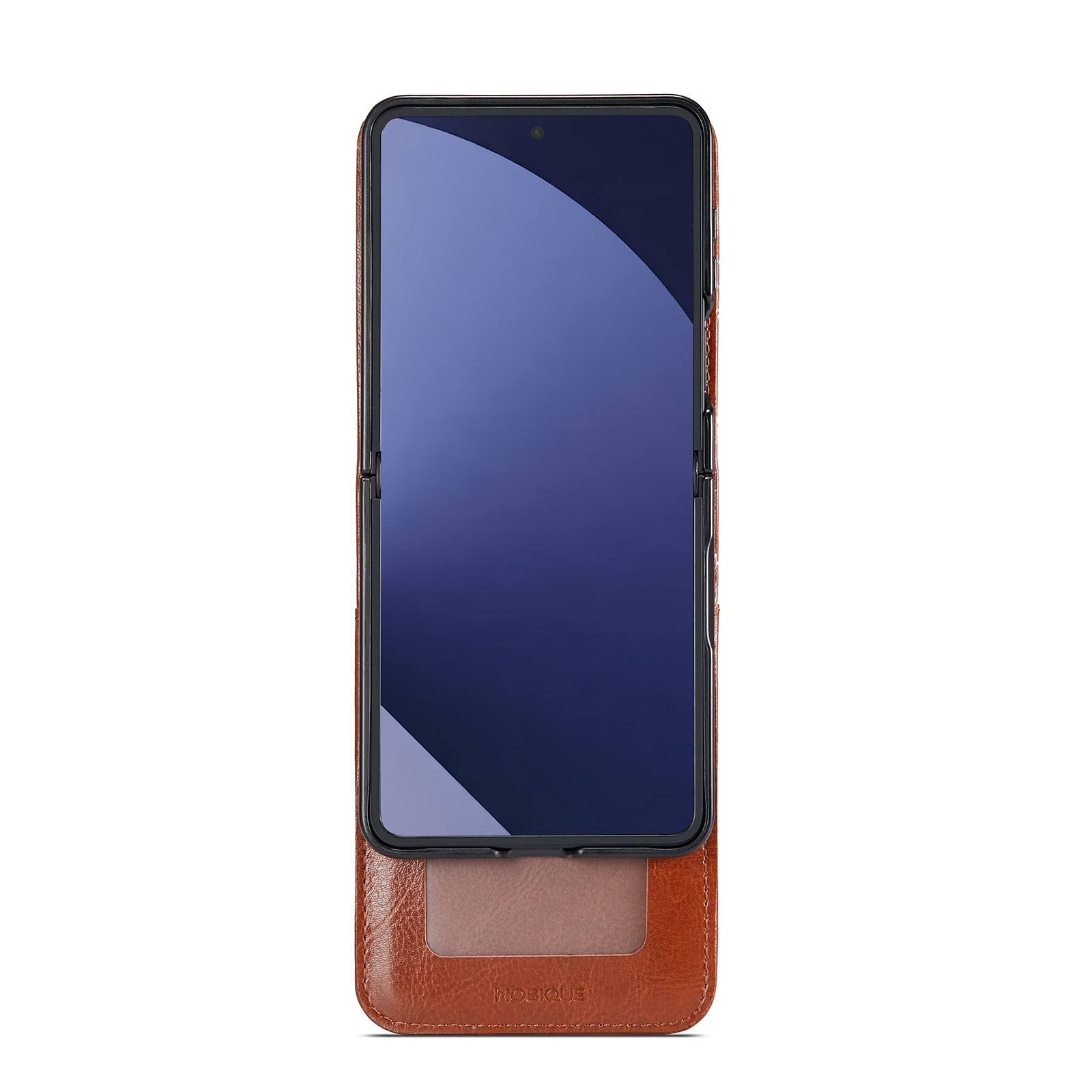 Custodia a portafoglio in vera pelle Samsung Galaxy Z Flip 7, Cognac
