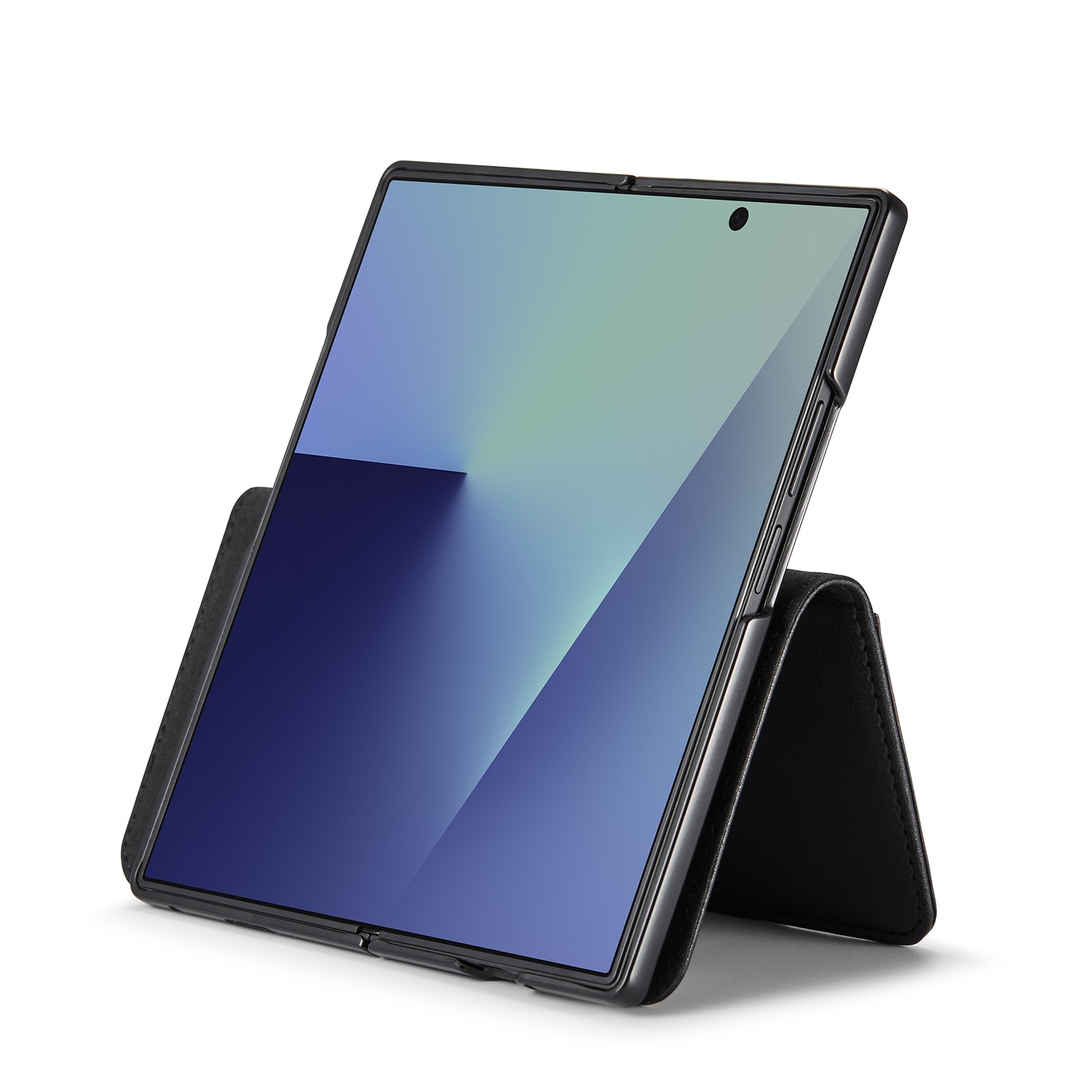 Custodia a portafoglio in vera pelle Samsung Galaxy Z Fold 7, Nero