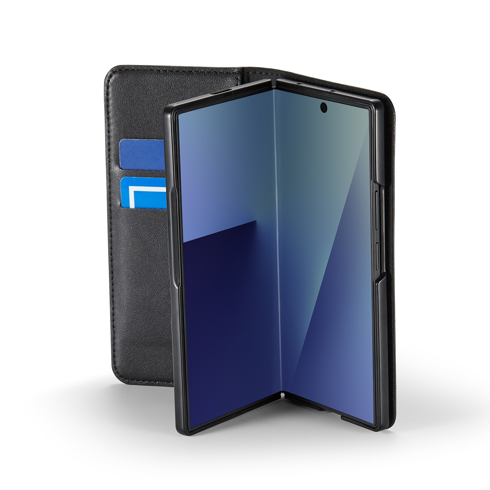 Custodia a portafoglio in vera pelle Samsung Galaxy Z Fold 7, Nero