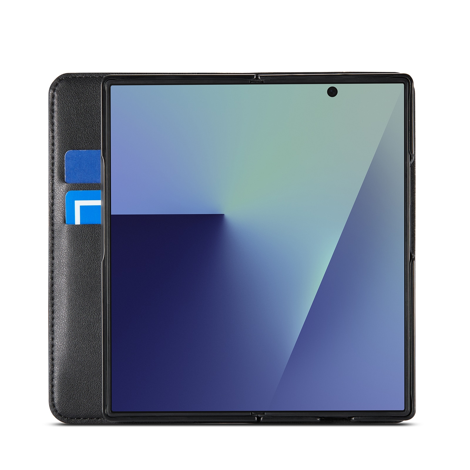 Custodia a portafoglio in vera pelle Samsung Galaxy Z Fold 7, Nero
