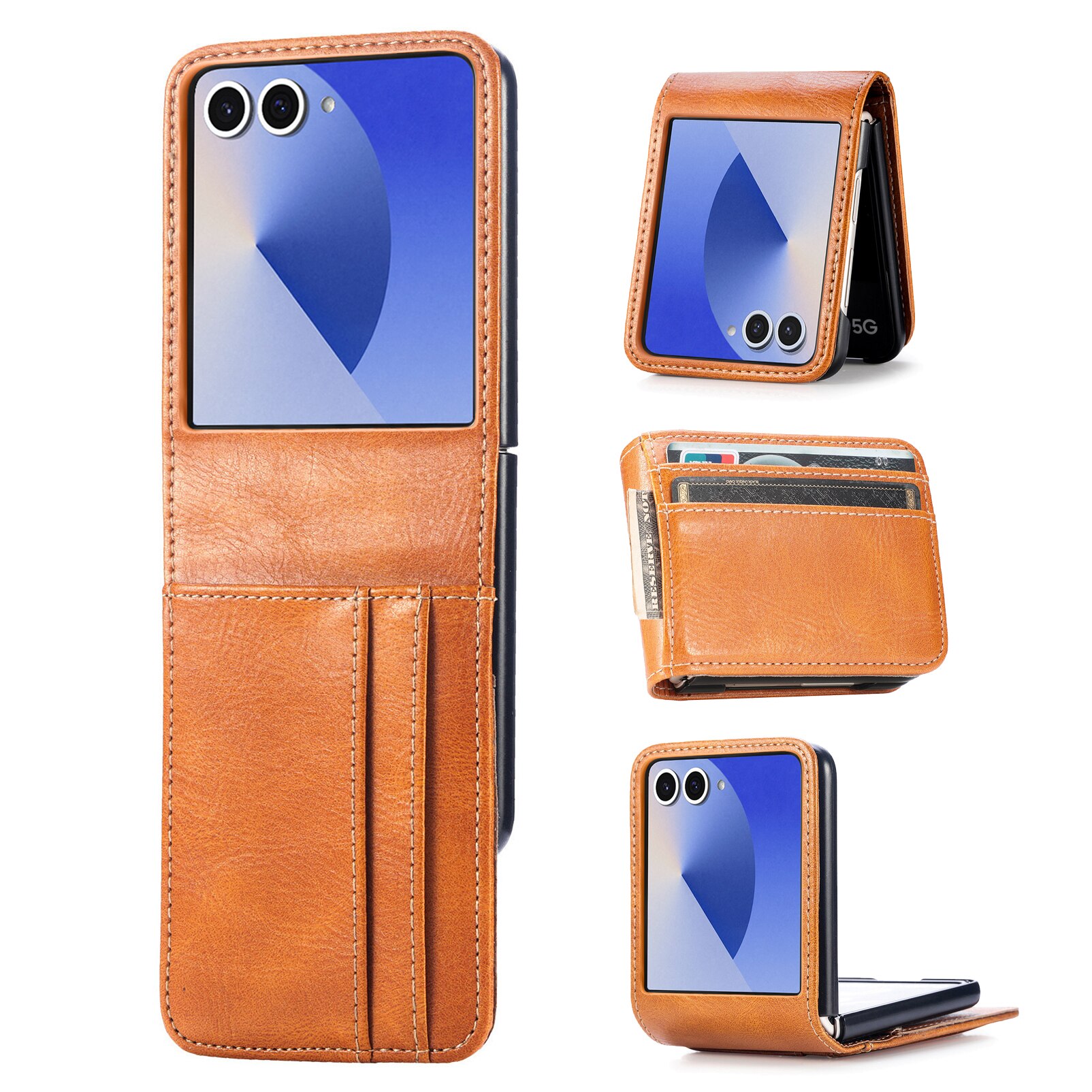 Cover portafoglio Samsung Galaxy Z Flip 7 Cognac