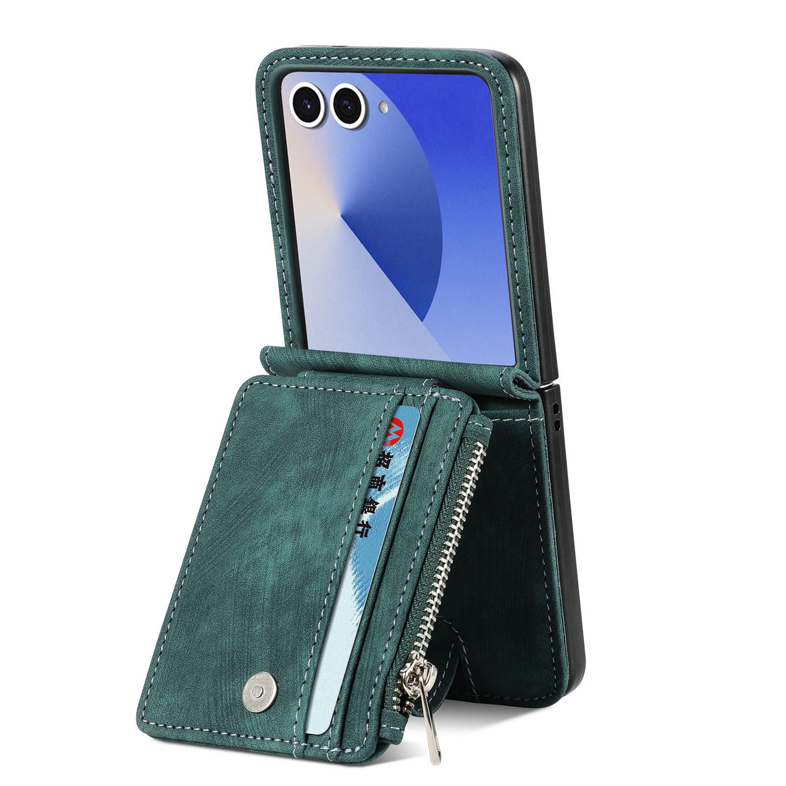 Cover portafoglio Zipper Multi-Slot Samsung Galaxy Z Flip 7, Verde