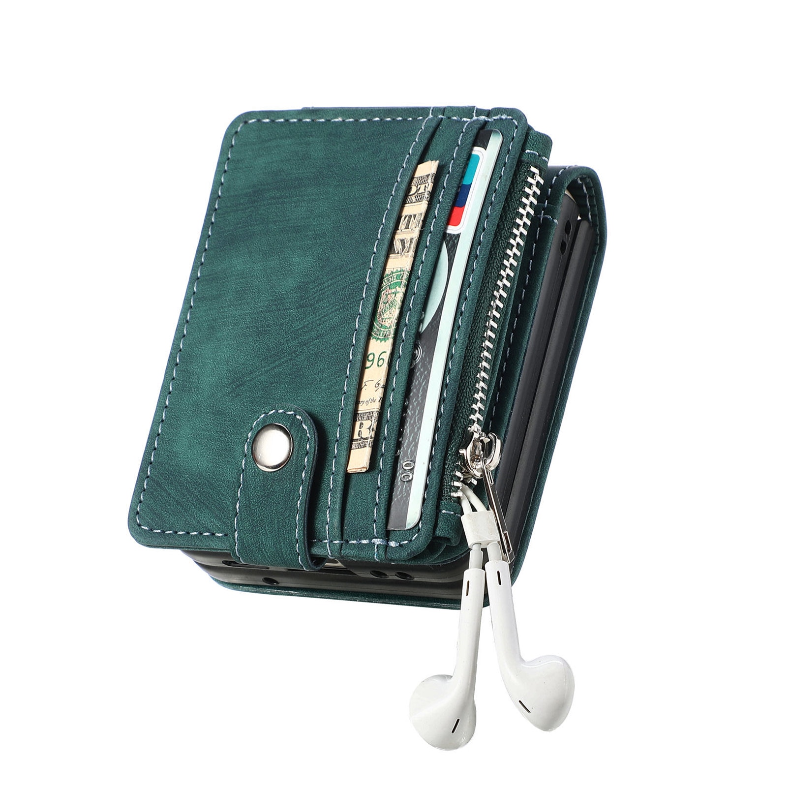 Cover portafoglio Zipper Multi-Slot Samsung Galaxy Z Flip 7, Verde