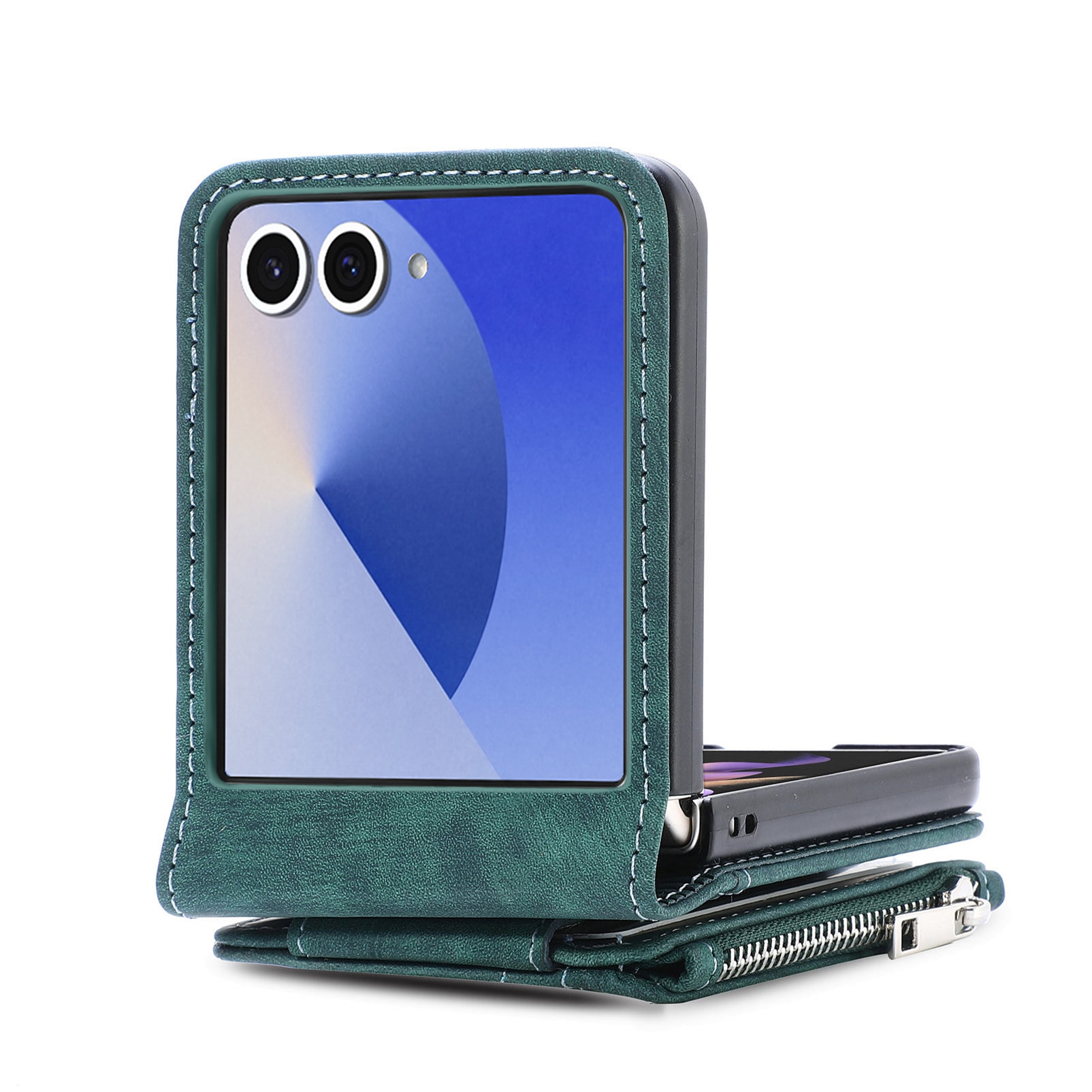Cover portafoglio Zipper Multi-Slot Samsung Galaxy Z Flip 7, Verde