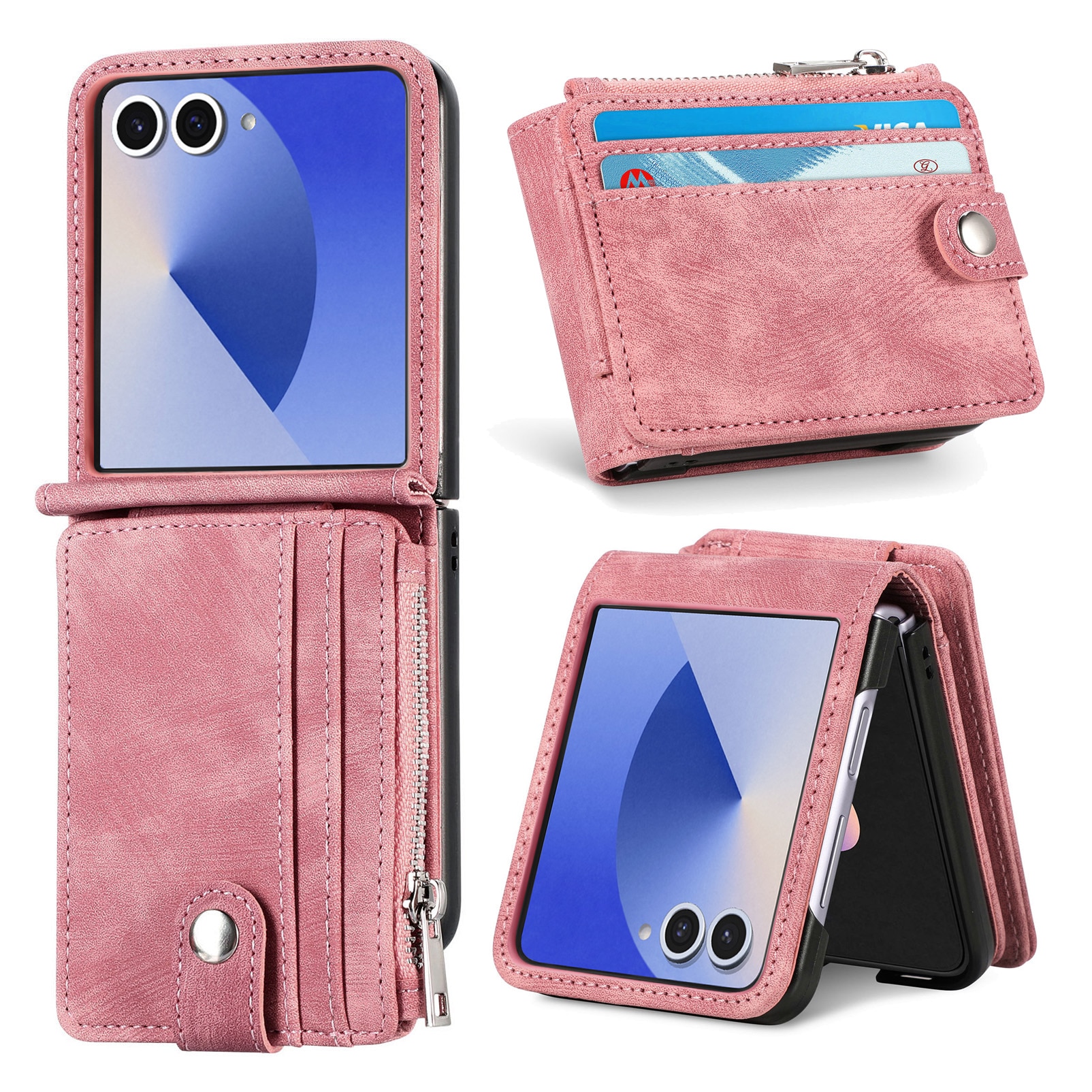 Cover portafoglio Zipper Multi-Slot Samsung Galaxy Z Flip 7, Rosa
