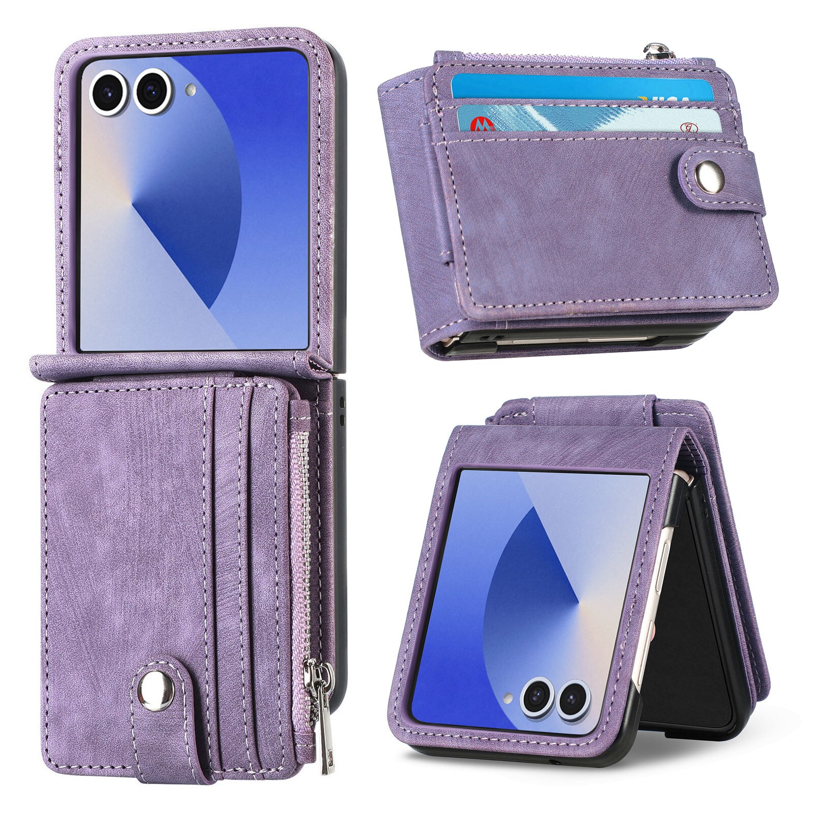 Cover portafoglio Zipper Multi-Slot Samsung Galaxy Z Flip 7, Viola