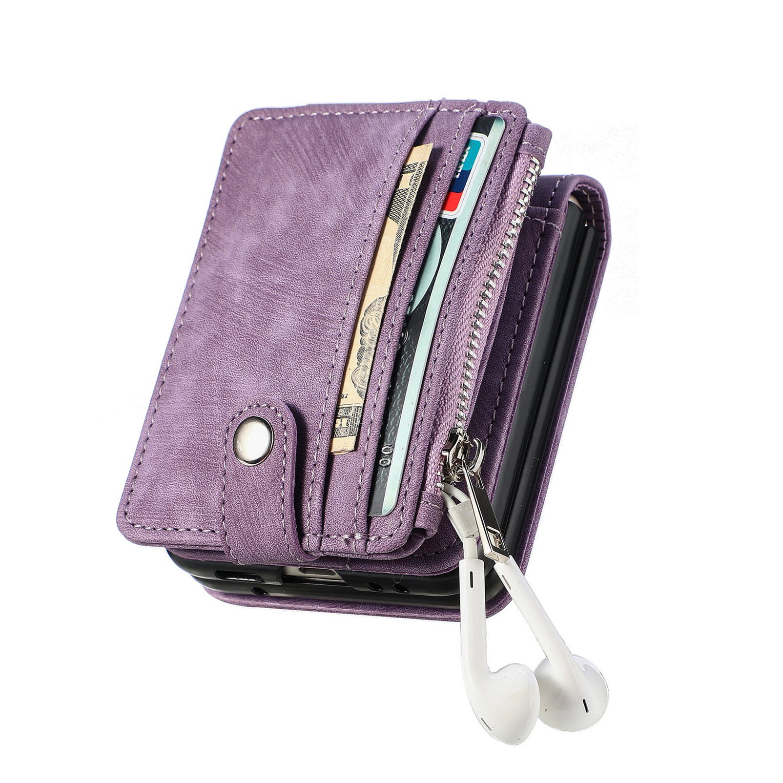 Cover portafoglio Zipper Multi-Slot Samsung Galaxy Z Flip 7, Viola