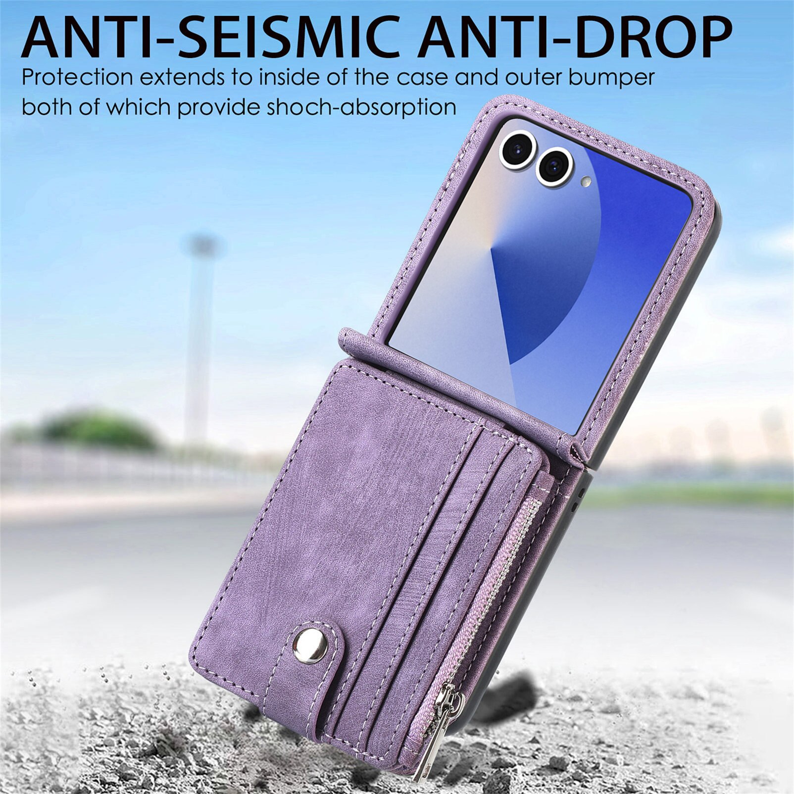 Cover portafoglio Zipper Multi-Slot Samsung Galaxy Z Flip 7, Viola
