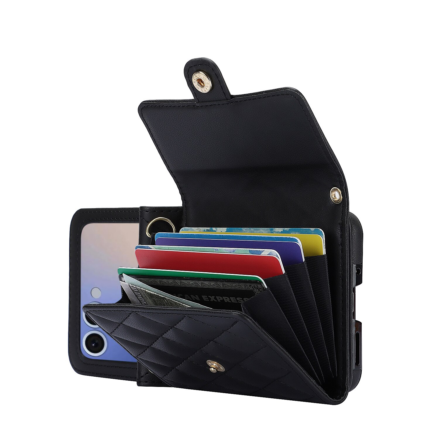 Borsa a portafoglio trapuntata anti-RFID Samsung Galaxy Z Flip 7 Nero