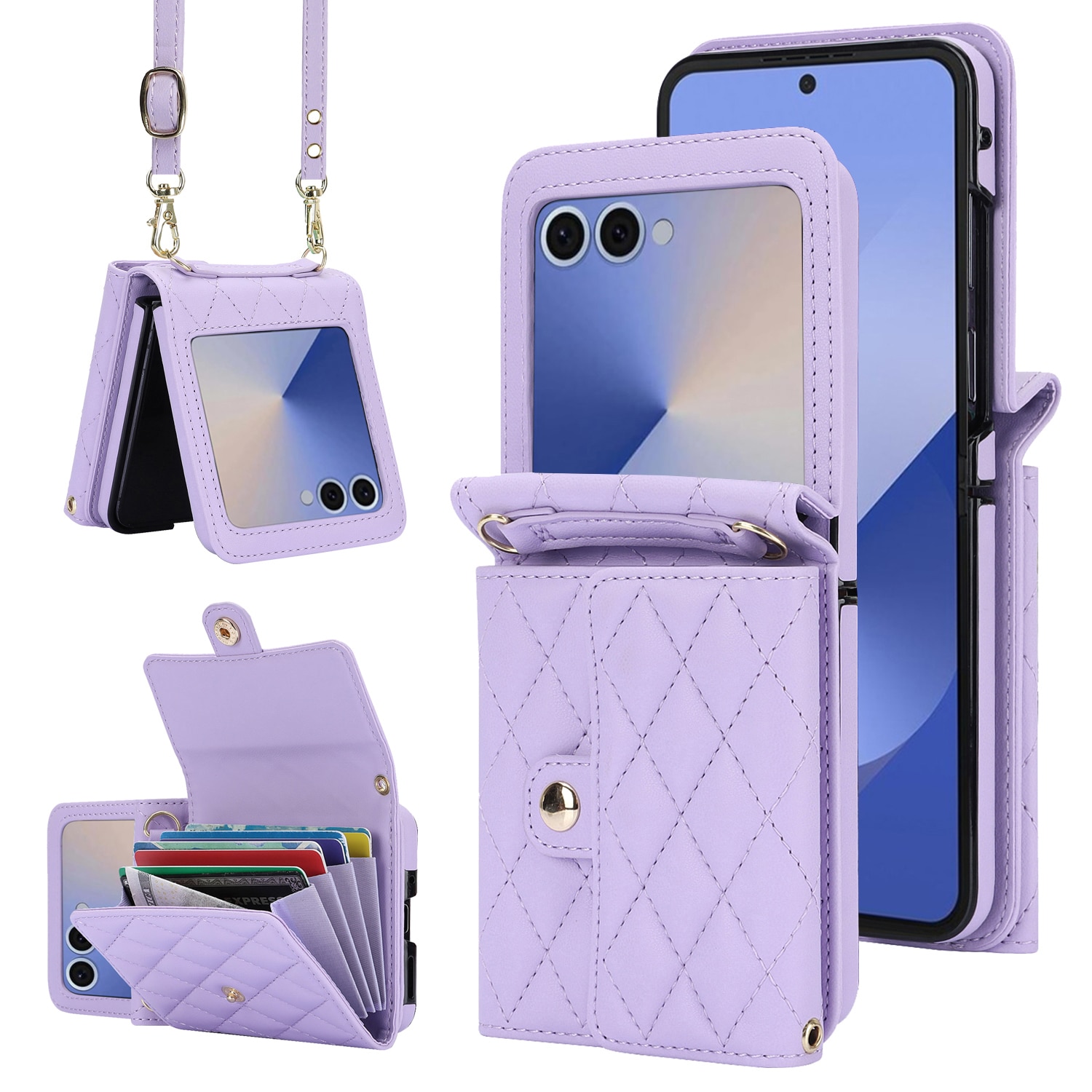 Borsa a portafoglio trapuntata anti-RFID Samsung Galaxy Z Flip 7 Viola