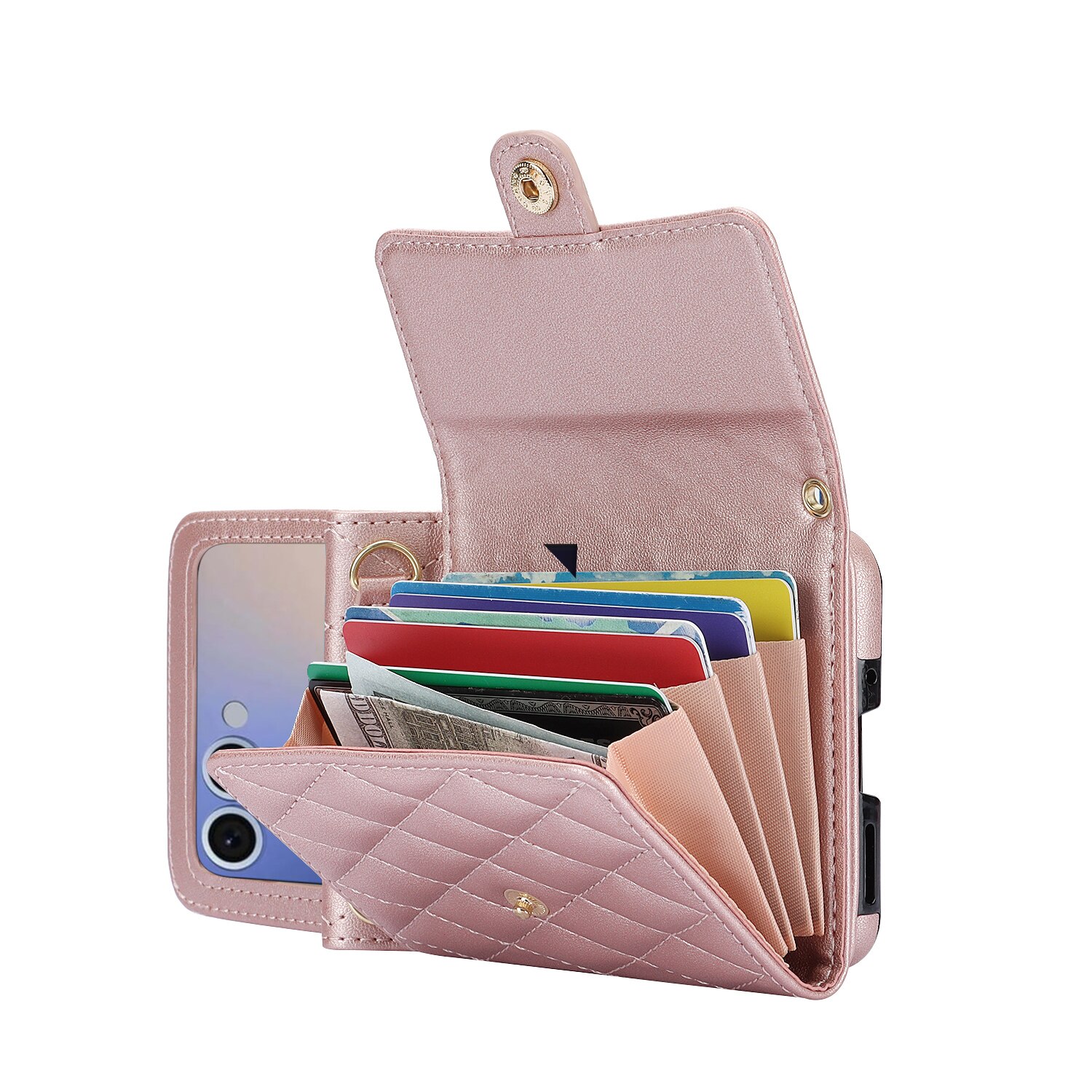 Borsa a portafoglio trapuntata anti-RFID Samsung Galaxy Z Flip 7 Oro rosa