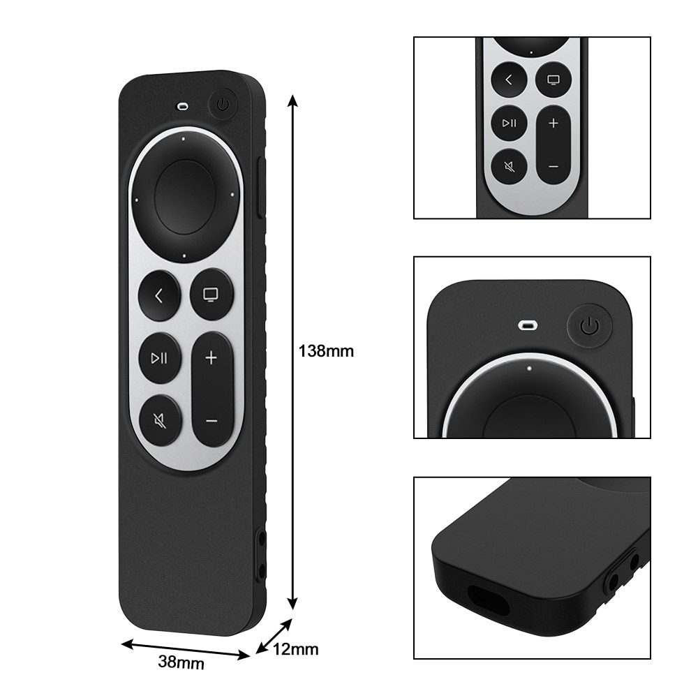 Cover in silicone a coste Apple TV 4K Siri Remote nero