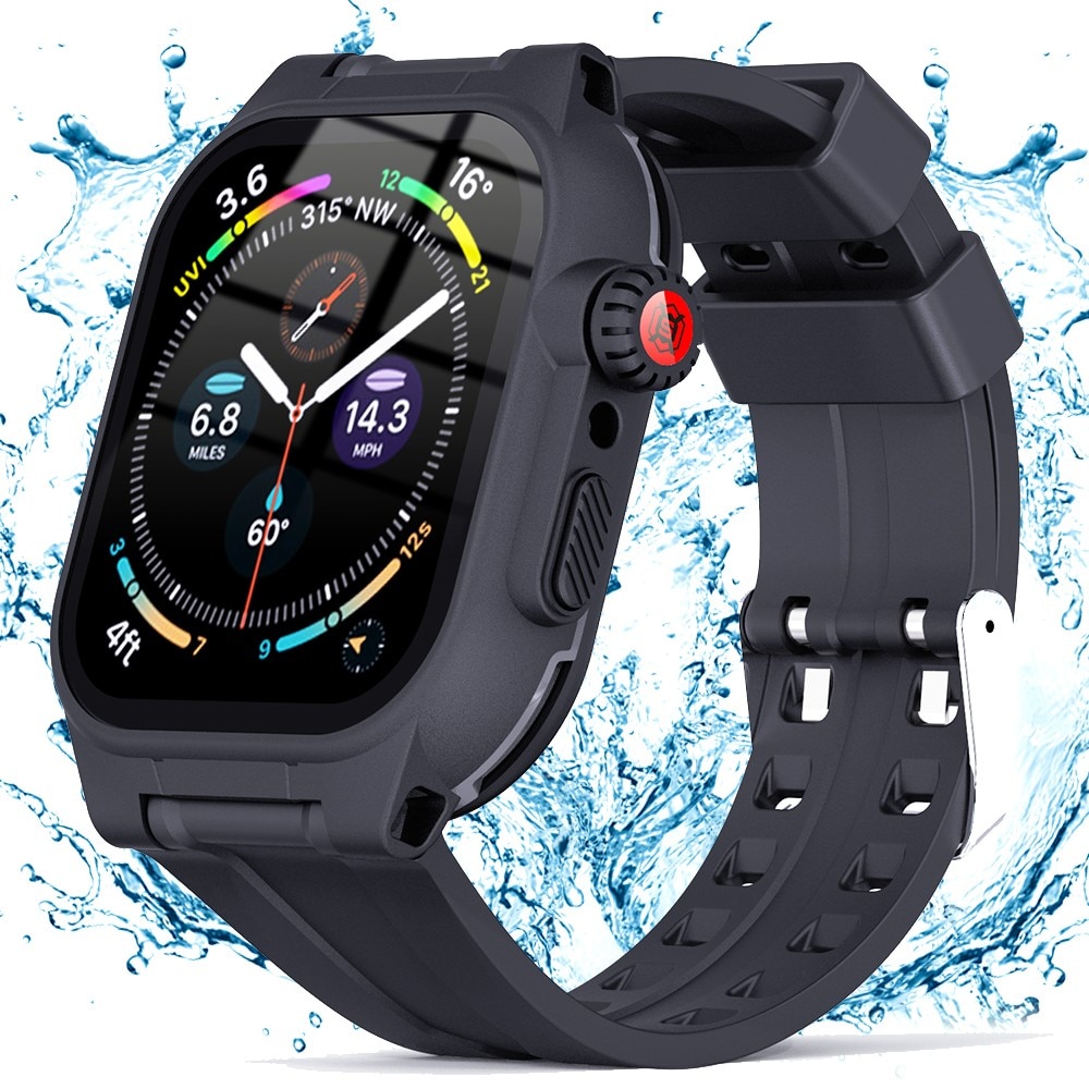 Cover Impermeabile con Cinturino in silicone Apple Watch 45mm Series 7 nero